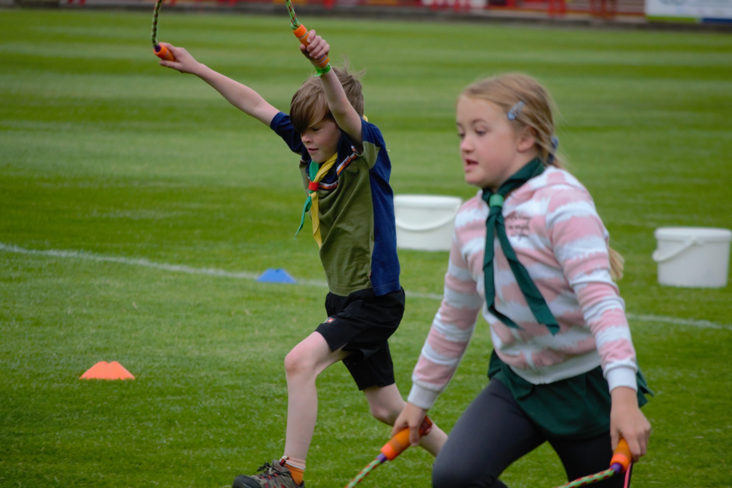 2 Cub Scouts skipping